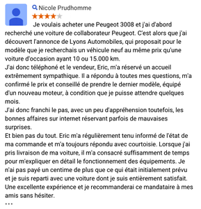 Avis 5 étoiles sur google