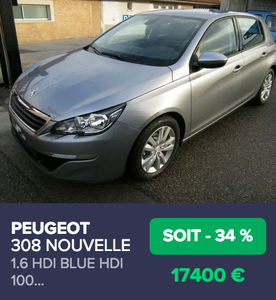 -34 % SUR PEUGEOT 308 NEUVE ANNEE 2016