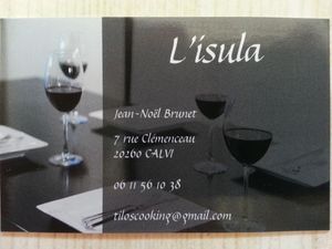 Carte du restaurant l'Isula a Calvi