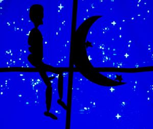 Illustration de personnage en ombre ("Nino", dans le spectacle "Mademoiselle rêve")