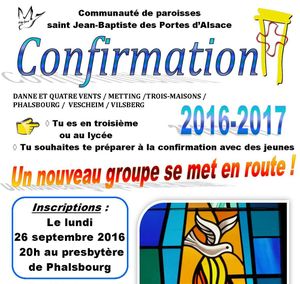 Inscriptions pour la préparation à la confirmation