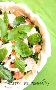 Tarte au saumon frais et jeunes pousse d'épinard