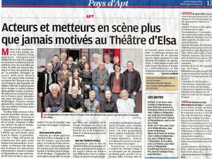 Le Théâtre d'Elsa à l'honneur