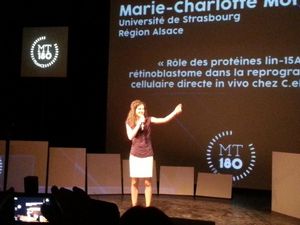 Ma thèse en 180 secondes par Marie-Charlotte Morin : quand les cellules rectales d'un petit vers prennent la grosse tête !