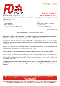 MOUVEMENT SOCIAL CHEZ COCA-COLA
