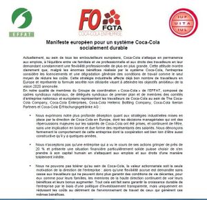 Manifeste européen pour un système Coca-Cola socialement durable