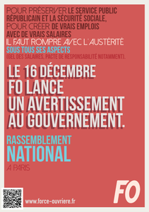 Contre le pacte de responsabilité, rassemblement national interprofessionnel le 16 décembre à l’appel de FO