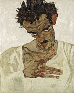 Self-Portrait with Lowered Head, Egon Schiele