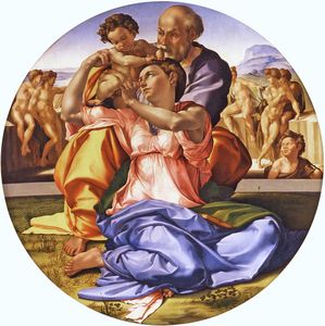 Créer en 1506, tempera sur bois, diamètre 120cm. Exposée à la Galerie des Offices, Florence