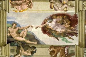 La création d'Adam ,Fresque,Chapelle Sixtine,1508-1512