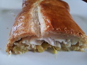feuilletés de cabillaud aux poireaux et curry