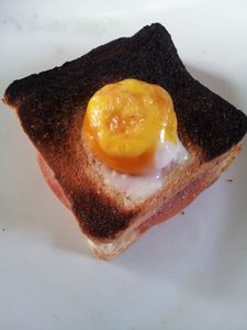 croque au chèvre et son oeuf a cheval
