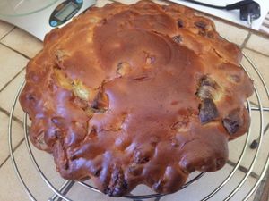 gateau au yaourt aux pommes et à la rhubarbe