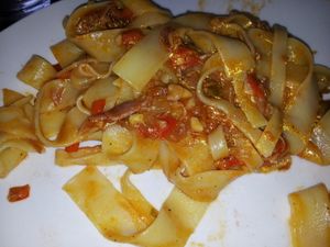 Tagliatelles au jambon et poivrons