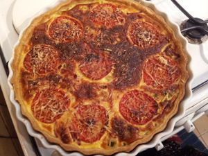 Quiche bacon, courgettes et tomates