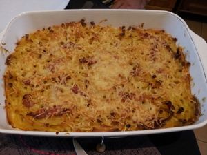 Gratin de macaronis au jambon de bayonne