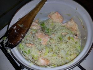 Pavés de saumon aux poireaux