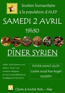Rappel : dîner syrien 2 avril 2016