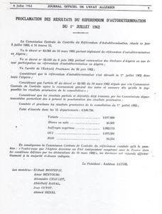 Résultats du référendum du 1er Juillet 1962