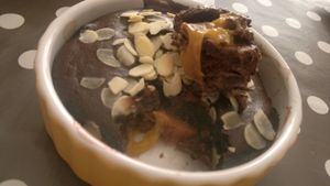 Clafoutis chocolat et nectarine