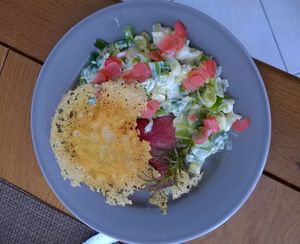 Fondue de poireaux et pickles de radis