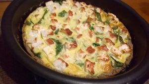 Tarte à la feta et aux pousses d'épinards.