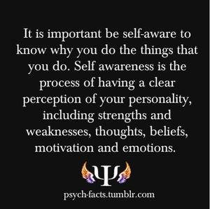 il est important d'être conscient de soi de savoir pourquoi vous faites les choses que vous faites. la conscience de soi est le processus d'avoir une perception claire de votre personnalité, y compris les forces et les faiblesses, les pensées, les croyances, les motivations et les émotions.