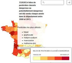 Carte des pesticides dangereux utilisés en Gironde et BASE DE DONNÉES européenne des pesticides utilisés