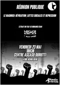 Conférence débat le 23 mai au CAD: Maghreb : Révolution, luttes sociales et répression
