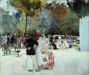 THE THEATRE DE GUIGNOL IN THE JARDIN DES TUILERIES - EMILE ANTOINE GUILLIER