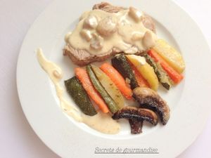 Rôti de porc aux petits légumes confits arrosés d'une crème de châtaigne pour 6 personnes
