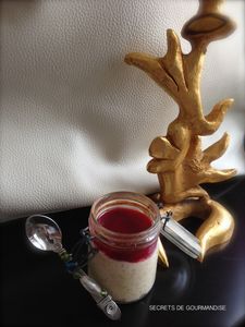 VERRINE DE GÂTEAU DE RIZ ET SON COULIS DE FRAMBOISE