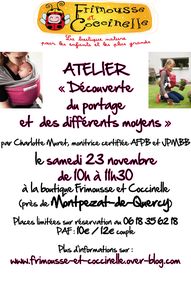 Atelier de portage bébé/bambin thème "Découverte du portage et différents moyens"