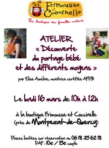 Les ateliers pour le mois de mars