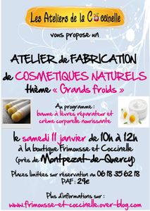 Atelier de cosmétiques naturels thème "Grands froids"