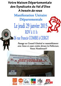 Maison des syndicats 95: on avance mais la lutte continue… le 29 janvier 2015 dans la rue !!!