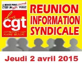 Jeudi 2 avril : Heure d'informations syndicales du personnel de Bezons
