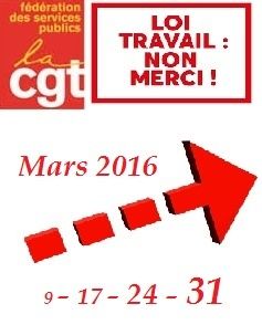 Non à la loi EL KORMI : La Fédération CGT des services publics dépose un préavis de grève du 17 au 31 mars