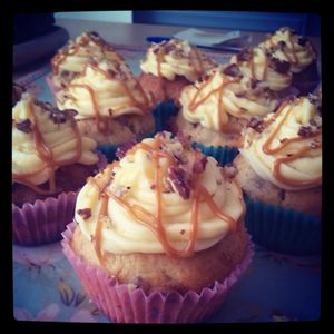 Cupcakes Banane-noix de pécan-confiture de lait