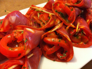 Cornets au chorizo et poivron
