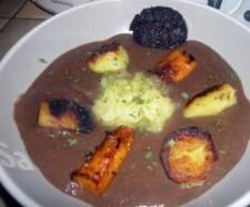 Crème de boudin noir aux petits légumes