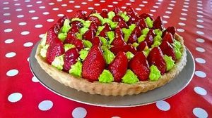 Tarte aux fraises et chantilly pistache