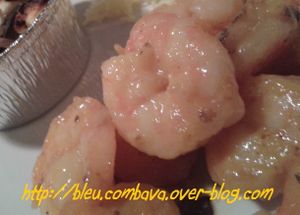 Camarons (grosses crevettes) laqués à l'Orange, Miel et Gingembre