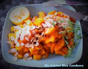 Étouffé de Courge au Citron Confit et au Gingembre, Amandes Toastées.