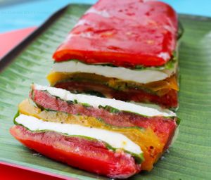 Terrine de Pressé de Tomates, Poivrons, Mozza, Roquette- Sans Cuisson