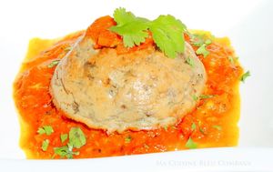 Gâteau Salé d'Aubergines à l'indienne (Coco, Curry) et son Chutney de Tomates