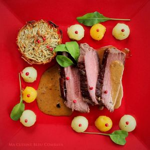 Pavés d'Autruche Marinés et sa sauce au Miel Epicé