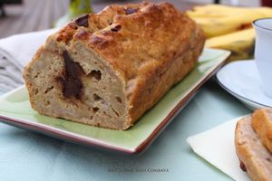 Gâteau Banane au chocolat blanc et Amande amère, sans beurre ni sucre ajoutés, sans lactose