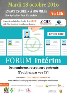 La CCHF organise son 4ème forum intérim le mardi 18 octobre prochain !