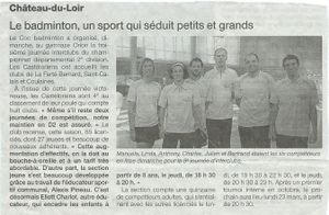Bons résultats 3ème journée d'interclubs